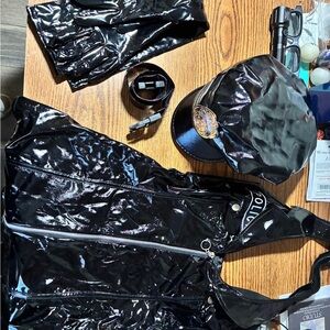 Black faux latex police costume